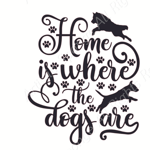 Home Is where The Dogs Are Breed Big & Small Sizes Colour Wall Sticker Modern Animal Style 'Q100'