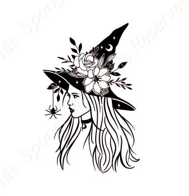 Halloween Witch With A Hat Reusable Stencil Sizes A5 A4 A3 Decor Spiritual Fun Spider 'MG43'