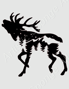 Deer  Night Mountain Big & Small Sizes Colour Wall Sticker Travelling Climbing  'MT11'