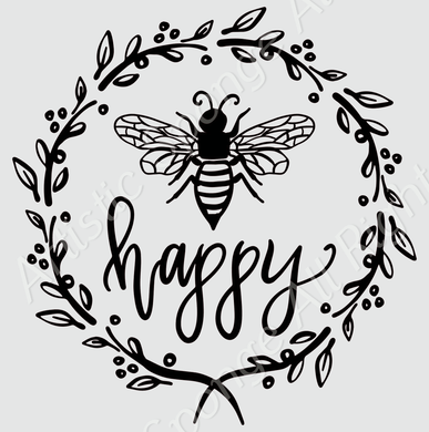 Bee Happy QUOTE Big & Small Sizes Colour Wall Sticker Modern Spiritual Ezoteric 'MG22'