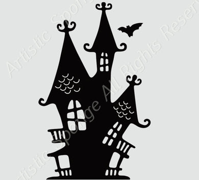 HALLOWEEN Haunted House Castle Reusable Stencil Decoration Cards Various Sizes H3