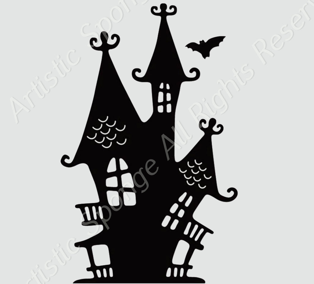 HALLOWEEN Haunted House Castle Reusable Stencil Decoration Cards Various Sizes H3