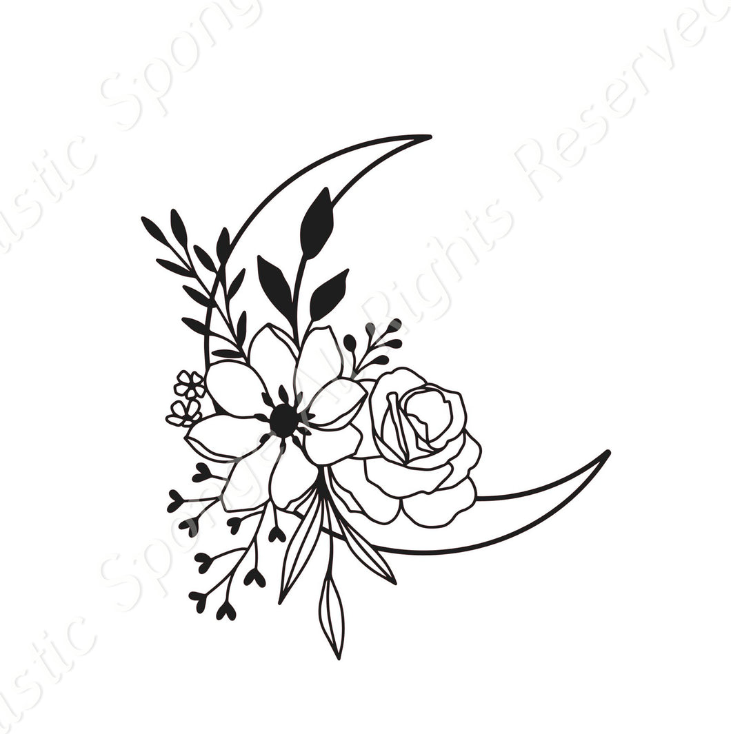 Moon Flowers Reusable Stencil Sizes A5 A4 A3 Decor Spiritual Nature Driven Forces Passing 'MG38'