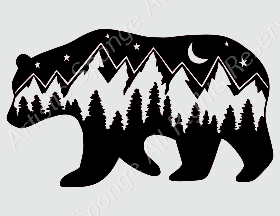 Bear In The Mountains Reusable Stencil A5 A4 A3 Wall Art Decor Travel 'MT10'