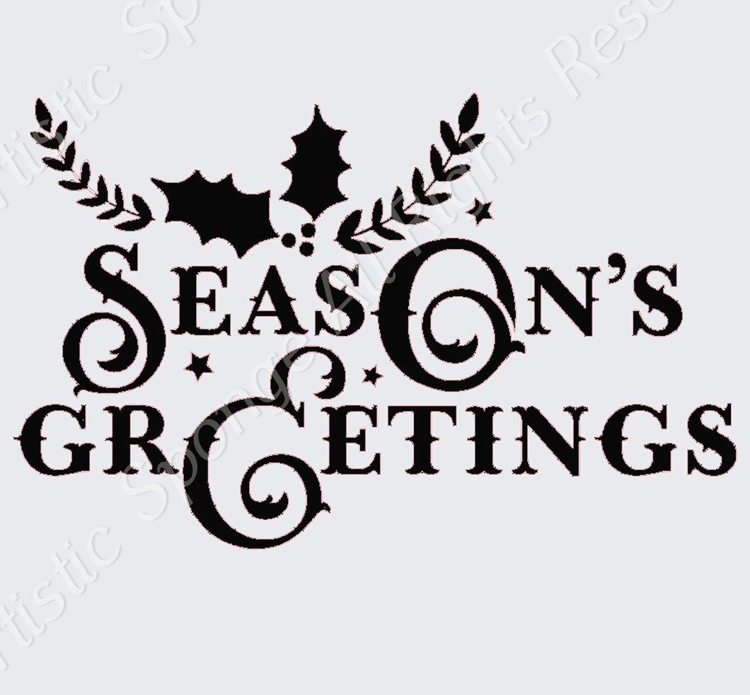 Season's Greetings Sign Sticker A5 A4 A3 and Larger Merry Christmas Card Art 'Snow31'