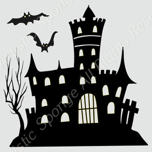 HALLOWEEN Haunted House Castle Reusable Stencil Decoration Cards Various Sizes H4
