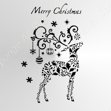 Merry Christmas Reindeer Baubles Big & Small Sizes Colour Wall Sticker Decorations Winter Cards SNOW9