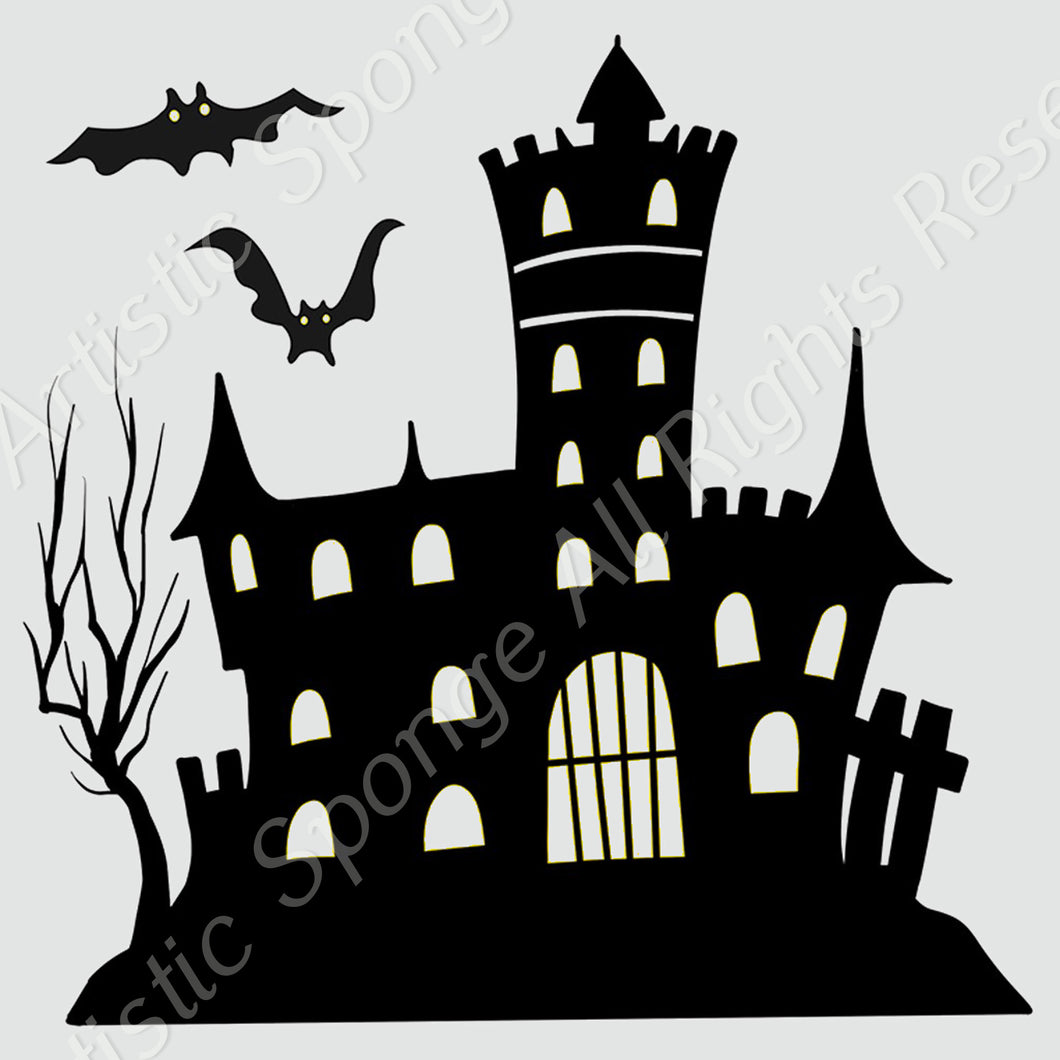 HALLOWEEN Haunted House Castle Decoration Big & Small Sizes Colour Wall Sticker H4