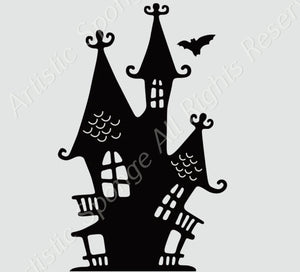 HALLOWEEN Haunted House Castle Decoration Big & Small Sizes Colour Wall Sticker H3