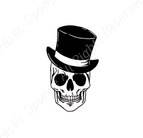 Skull With A Hat Reusable Stencil Sizes A5 A4 A3 Decor Spiritual Death Mortality Halloween 'MG40'