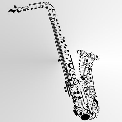 SAXOPHONE MUSIC TREBLE CLEF Big & Small Sizes Colour Wall Sticker Modern Style 'Music2'