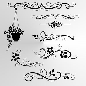 SET OF FLOWERS BORDERS Big & Small Sizes Colour Wall Sticker Shabby Chic Romantic Style 'Deco4'
