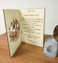 Occasional Wooden Card Invitation Custom Engraved Birthday Mothers Hearts Set K3