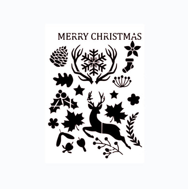 Merry Christmas Set Decoration Winter Cards Decoration Reusable Stencil Various Sizes / SNOW73