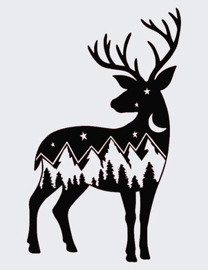 Night Reindeer Mountain Big & Small Sizes Colour Wall Sticker Travelling Climbing  'MT5'