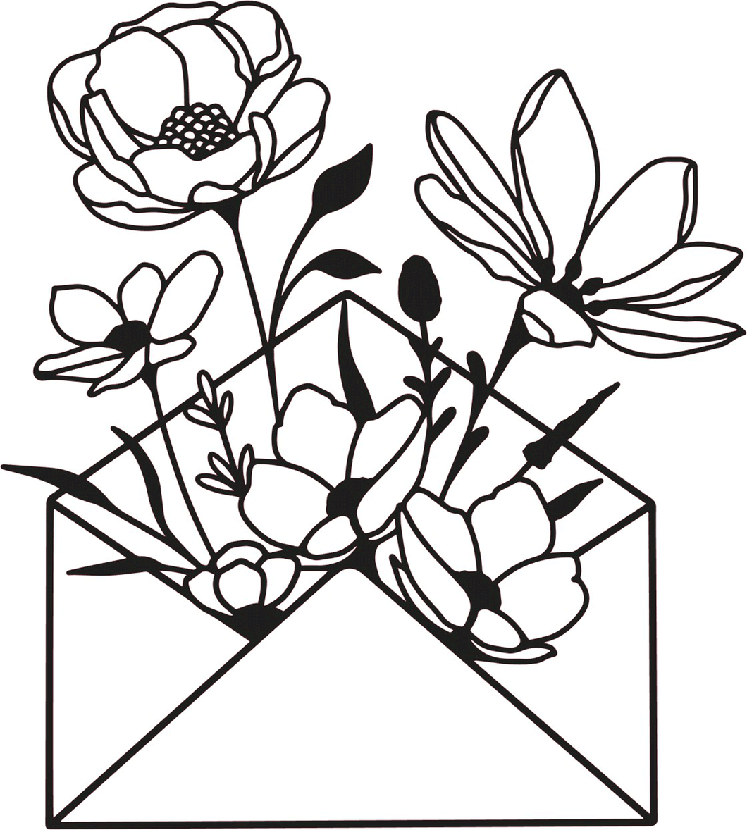 Set Of Spring Flowers In An Envelope Sizes Reusable Stencil Floral Romantic Style 'Flora56'