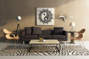 YIN YANG MANDALA ROUND MEDALLION Big & Small Sizes Colour Wall Sticker Oriental Modern 'YinYang