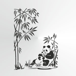 Mum Panda & Baby and Bamboo Plant Big & Small Sizes Colour Wall Sticker Animal Romantic Style 'Animal149'