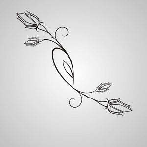 NATURAL ROSE BUDS SKETCH Big & Small Sizes Colour Wall Sticker Shabby Chic 'Flora3_82'