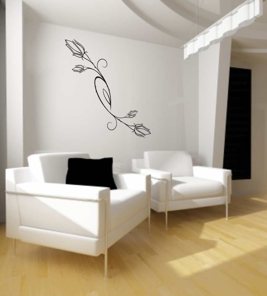 NATURAL ROSE BUDS SKETCH Big & Small Sizes Colour Wall Sticker Shabby Chic 'Flora3_82'