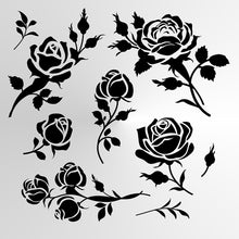 SET OF ROSES Big & Small Sizes Colour Wall Sticker Shabby Chic Floral Modern Valentine's 'Rose3'