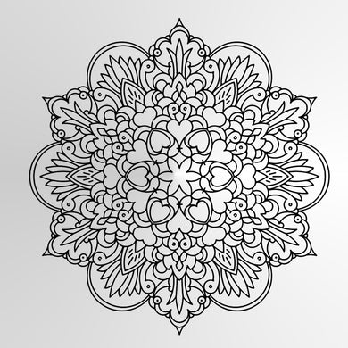 Mandala Hearts Flowers Big & Small Sizes Colour Wall Sticker Oriental Modern Travel / M10