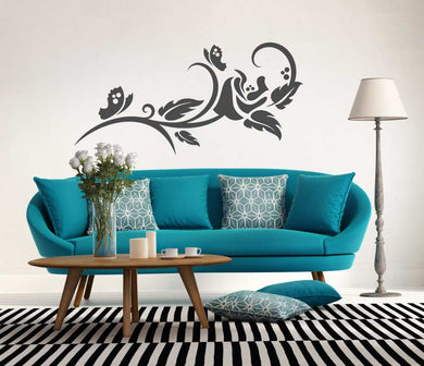 ARTISTIC FLORAL ROSE & BUTTERFIES Big & Small Sizes Colour Wall Sticker Oriental Exotic 'Ch24'