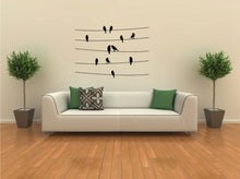 SITTING BIRDS ON THE LINES Big & Small Sizes Colour Wall Sticker Shabby Chic Romantic 'Birds119'