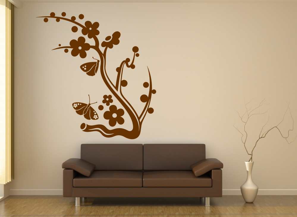 ARTISTIC FLORAL BUTTERFLIES BRANCH Big & Small Sizes Colour Wall Sticker Shabby Chic Romantic 'Ch92'