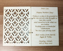 Occasional Wooden Card Invitation Custom Engraved Birthday Mothers Hearts Set K2