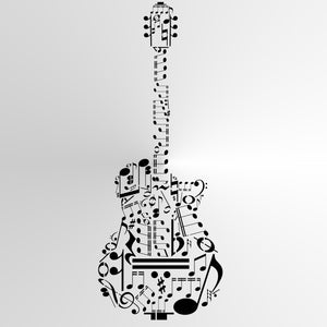 GUITAR MUSIC NOTES Big & Small Sizes Colour Wall Sticker Modern Romantic Style 'Music1'