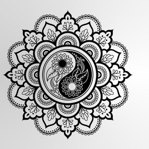 MANDALA STAR MEDALLION YIN YANG Big & Small Sizes Colour Wall Sticker Oriental Modern 'Mandala4'