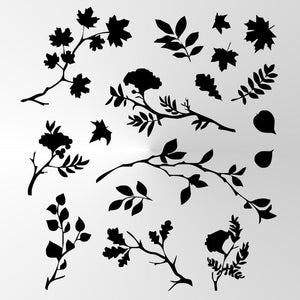 SET OF VARIOUS LEAVES Big & Small Sizes Colour Wall Sticker Shabby Chic Romantic Style 'Leaves1'
