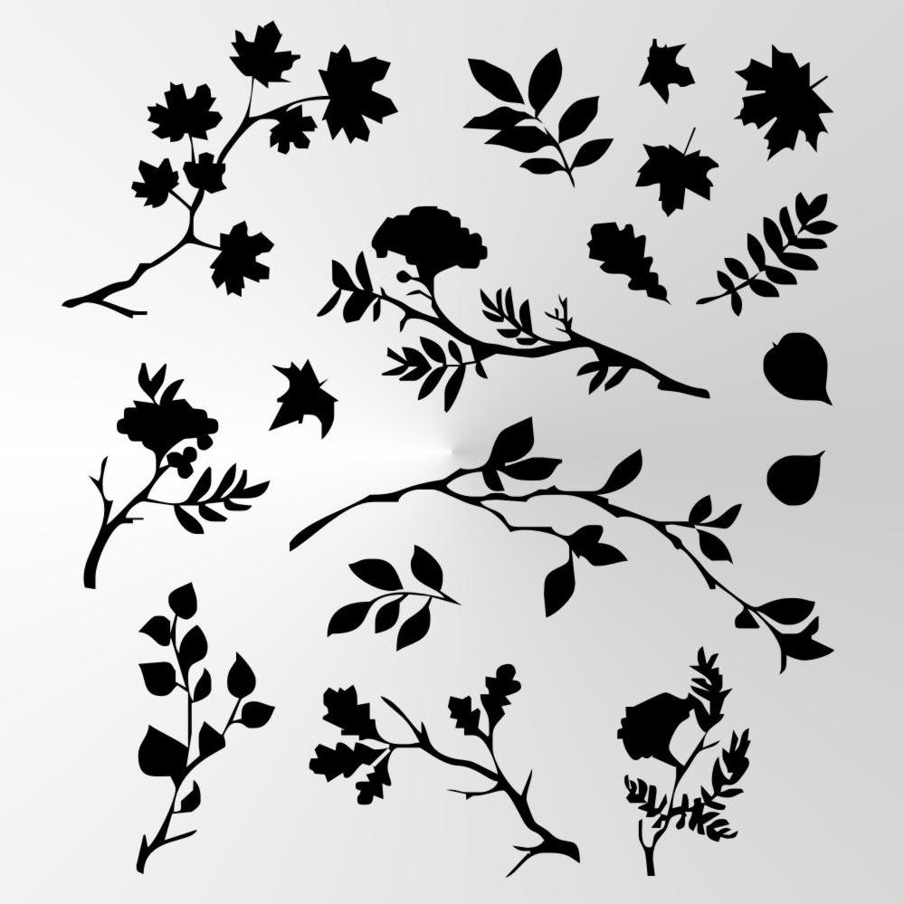 SET OF VARIOUS LEAVES Big & Small Sizes Colour Wall Sticker Shabby Chic Romantic Style 'Leaves1'