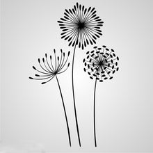 3 KINDS OF DANDELIONS SKETCH Big & Small Sizes Colour Wall Sticker Shabby Chic 'Flora23'