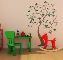 THREE OWLS ON TREE KIDS ROOM Sizes Reusable Stencil Animal Happy Modern 'Kids51'