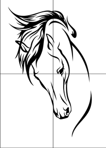 HORSE HEAD ARTISTIC SKETCH Big & Small Sizes Colour Wall Sticker Animal Romantic Style 'Animal146'