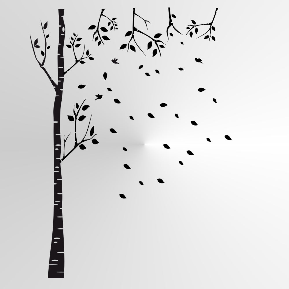 BIRCH TREE FALLING LEAVES Sizes Reusable Stencil Floral Nature Shabby Chic 'Tree58'