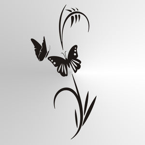 FLOWER PLANT BUTTERFLY Big & Small Sizes Colour Wall Sticker Shabby Chic Romantic Style 'Flora4'