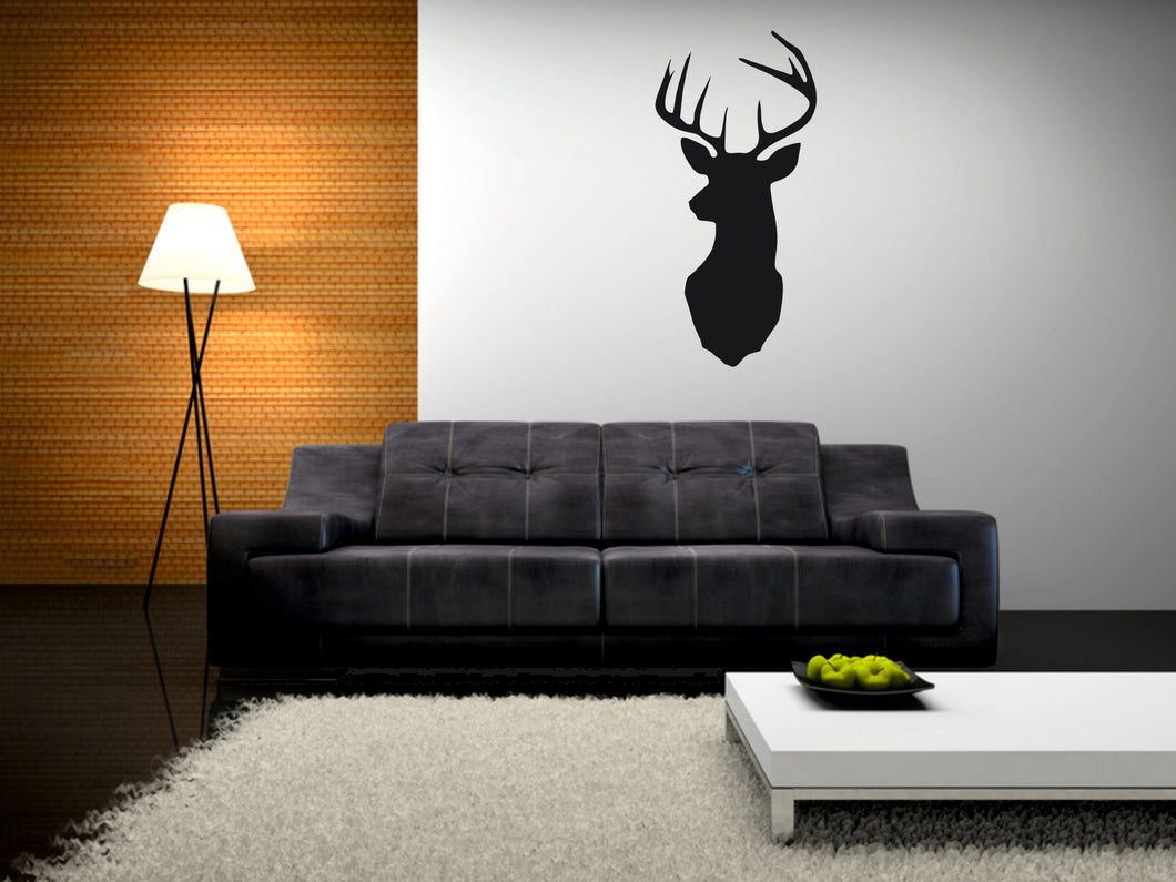 Deer Head Big & Small Sizes Colour Wall Sticker Decorations Animal Winter Woods 'Snow30'