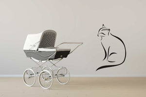 ARTISTIC CAT SKETCH Big & Small Sizes Colour Wall Sticker Animal Romantic Style 'Animal93'