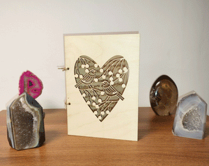 Occasional Wooden Card Invitation Custom Engraved Birthday Mothers Hearts Set K4