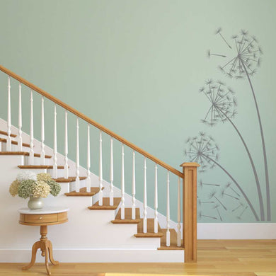 THREE DANDELIONS ON WIND Big & Small Sizes Colour Wall Sticker Shabby Chic Romantic Style 'Flora20'