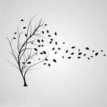 TREE & FALLING LEAVES IN THE WIND Big & Small Sizes Colour Wall Sticker Shabby Chic 'Tree11'