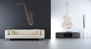 GUITAR MUSIC NOTES Big & Small Sizes Colour Wall Sticker Modern Romantic Style 'Music1'