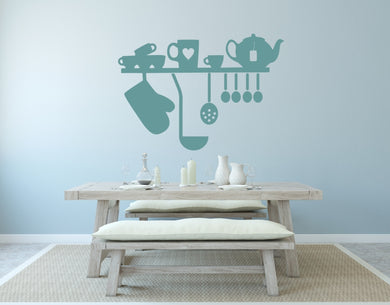 KITCHEN SET Big & Small Sizes Colour Wall Sticker Modern Style 'Cafe10'