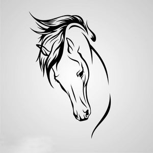 HORSE HEAD ARTISTIC SKETCH Big & Small Sizes Colour Wall Sticker Animal Romantic Style 'Animal146'