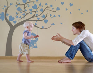 LOVE HEARTS TREE & TEDDY KIDS ROOM VALENTINE'S Big & Small Sizes Colour Wall Sticker Happy / KIDS153