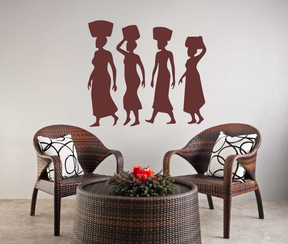 AFRICAN LADIES Big & Small Sizes Colour Wall Sticker Travel Oriental Modern Style 'P1'