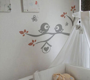 BIRDS ON BRANCH & BUTTERFLIES KIDS ROOM Big & Small Colour Wall Sticker Animal Modern 'Kids74'